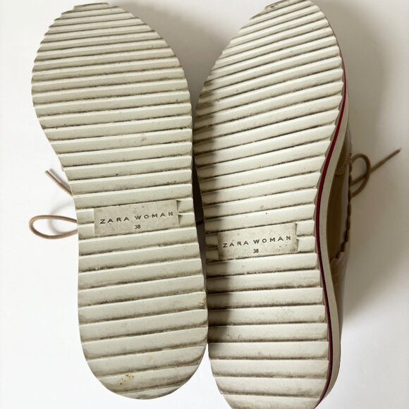 Zara Woman tan patent leather oxford shoes with red heart tongue - Picture 6 of 6